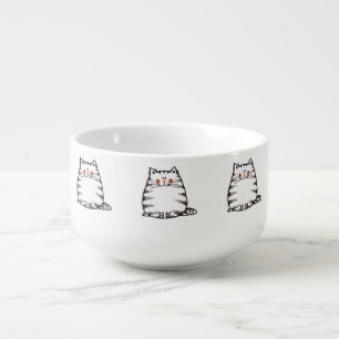 chubby cat pattern soup mug