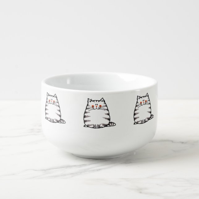 chubby cat pattern soup mug (Front)