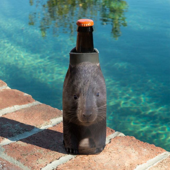 "Chubby Charm: The Adorable Australian Wombat" Bottle Cooler (In Situ Pool)