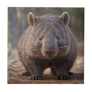 "Chubby Charm: The Adorable Australian Wombat" Ceramic Tile