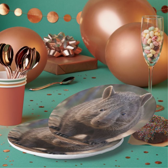 "Chubby Charm: The Adorable Australian Wombat" Paper Plates (Multi)
