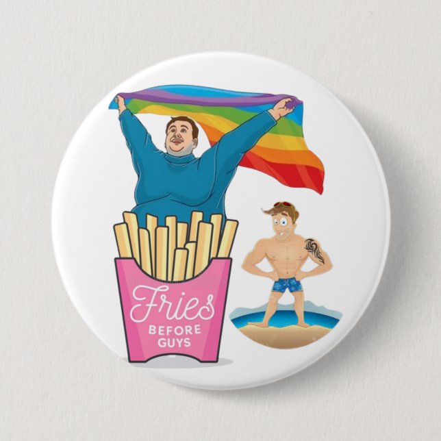 CHUBBY CHASER LGBT Gay Pride Funny Twink  Button (Front)