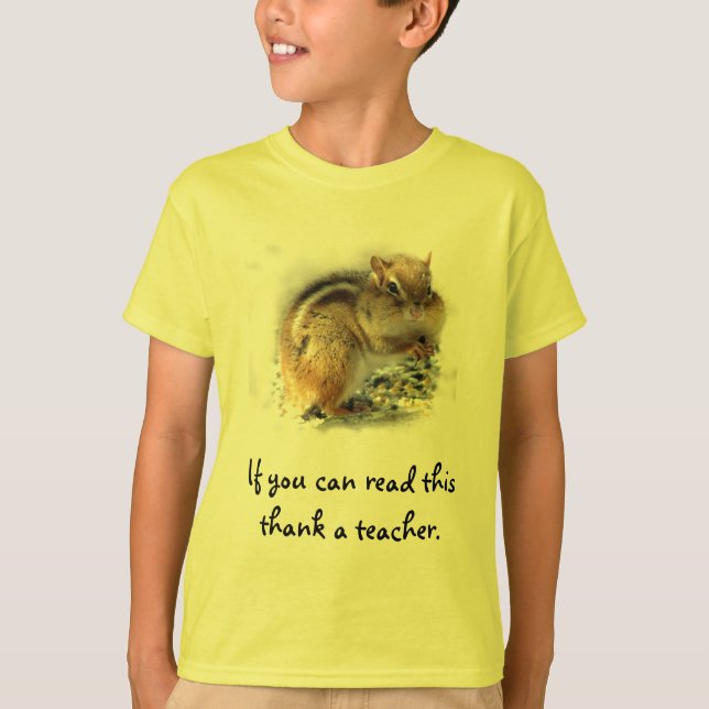Chubby Chipmunk Reader T-Shirt (Front)