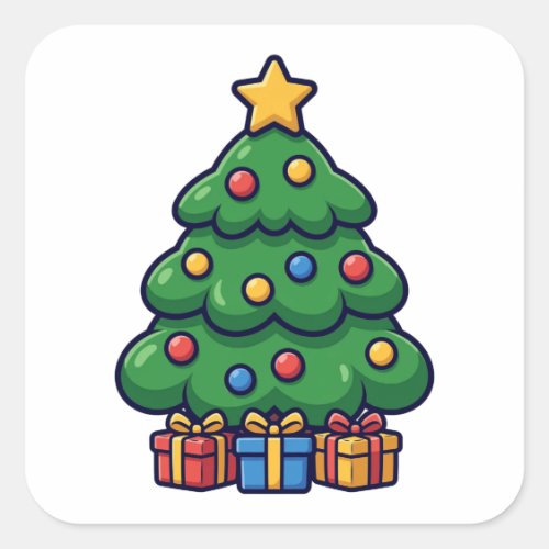Chubby Christmas Tree Holiday Sticker