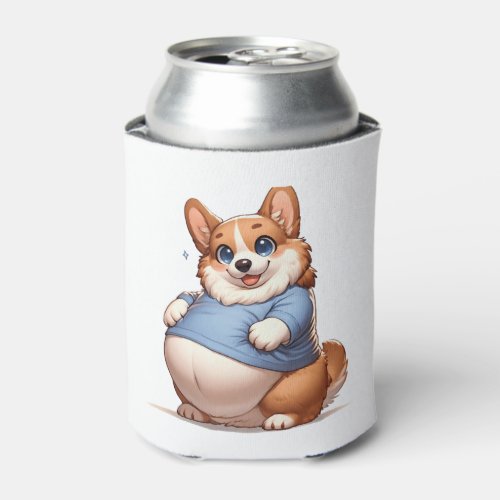 Chubby Corgi Lover T_Shirt _ Cute Dog Enthusiast Can Cooler