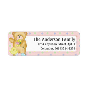 Chubby Cubby Easter Teddy Bear d4 Address Label