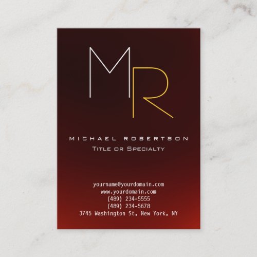 Chubby Dark Red Monogram Plain Business Card