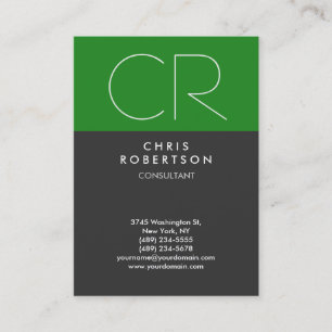 Chubby Forest Green Gray Monogram Business Card