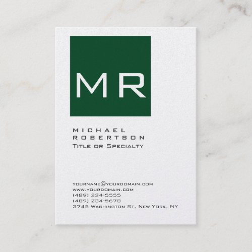 Chubby Forest Green Monogram Business Card