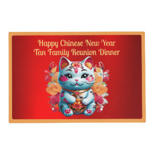 Chubby Fortune Cat Chinese New Year Placemat