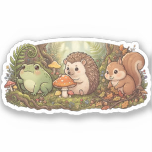 Chubby Friends Mushroom Hunting Sticker