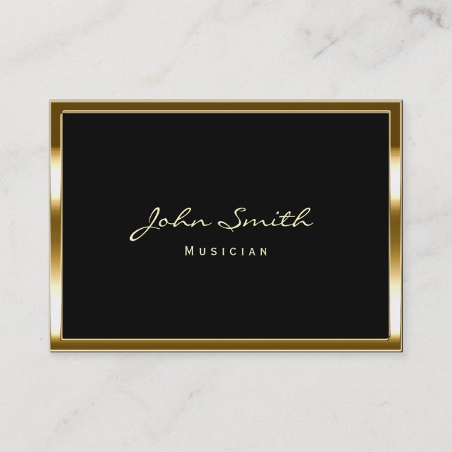 Chubby Gold Border Musician Business Card (Front)