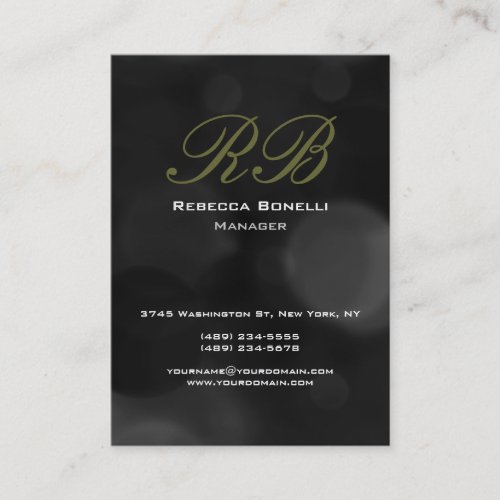 Chubby Gray Black Monogram Manager Business Card