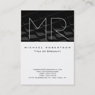 Chubby Gray Black Pattern Monogram Business Card