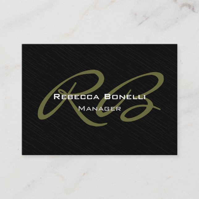 Chubby Gray Black Pattern Monogram Business Card (Front)