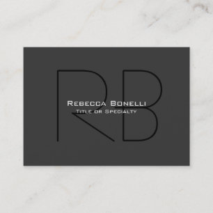 Chubby Gray Black Trendy Monogram Business Card