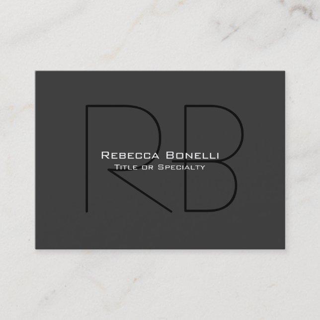 Chubby Gray Black Trendy Monogram Business Card (Front)