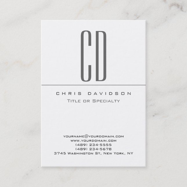 Chubby Gray Black White Contemporary Business Card (Front)