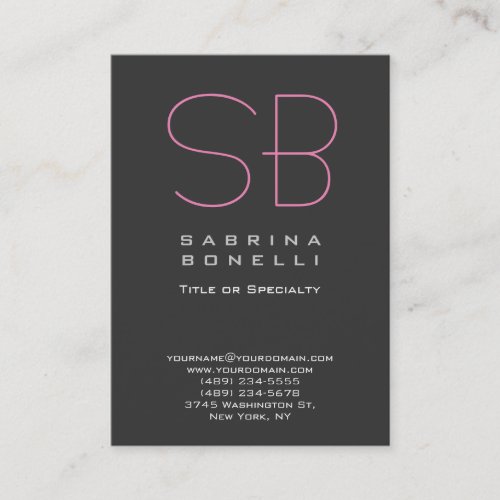 Chubby Gray Modern Monogram Business Card