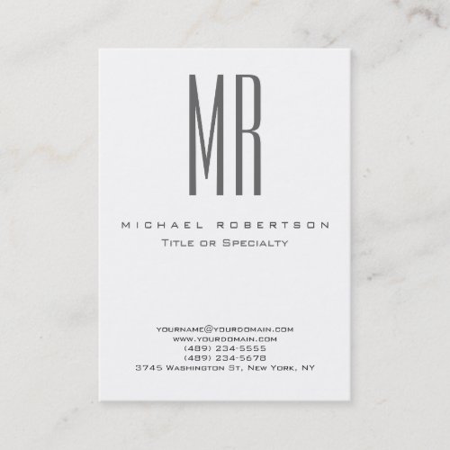 Chubby Gray Monogram White Professional Plain Business Card