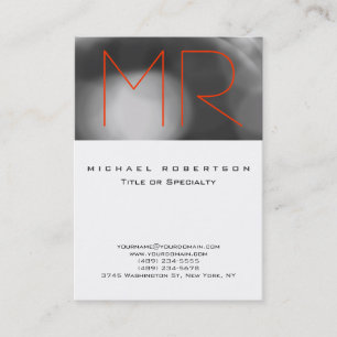 Chubby Gray Pattern Orange Monogram Business Card