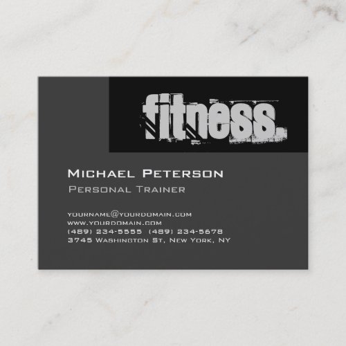 Chubby Gray Personal Trainer Fitness Business Card