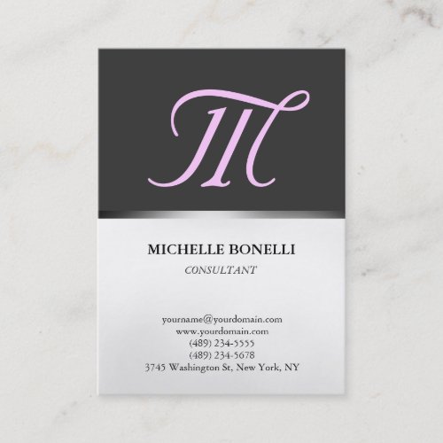 Chubby gray pink monogram stylish business card