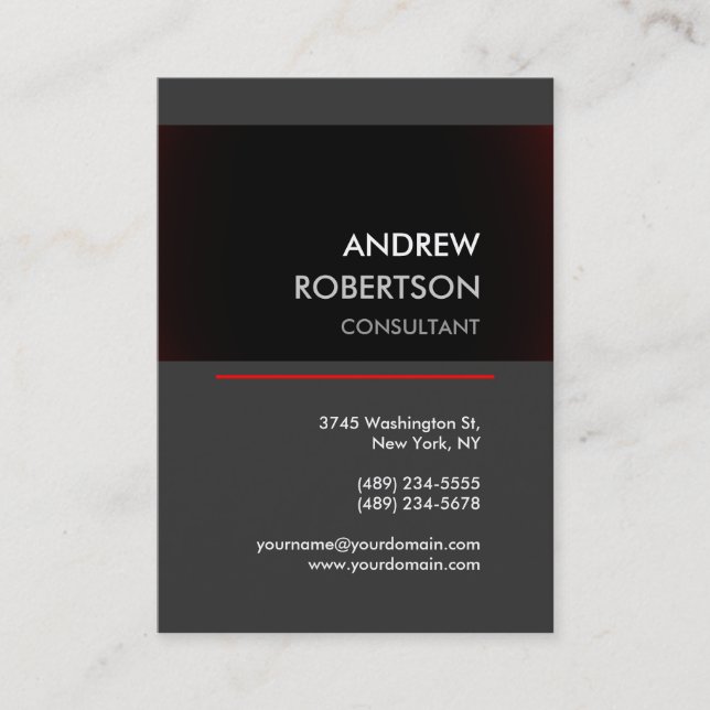 Chubby Gray Red Black Manager Business Card (Front)