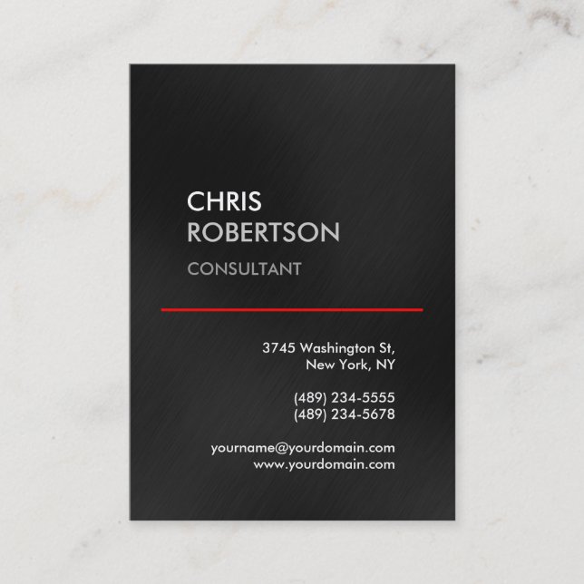 Chubby Gray Red Line Attractive Business Card (Front)
