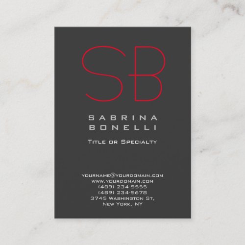 Chubby Gray Red Monogram Business Card