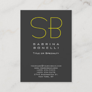 Chubby Gray Yellow Monogram Business Card