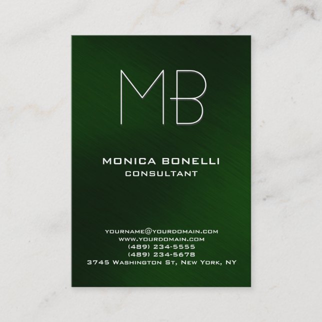 Chubby green background modern business card (Front)