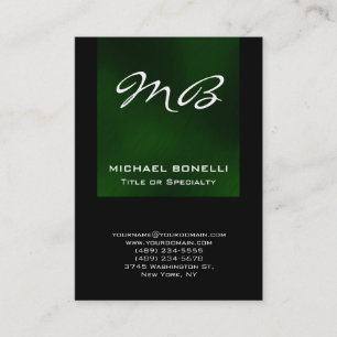 Chubby green black monogram unique business card