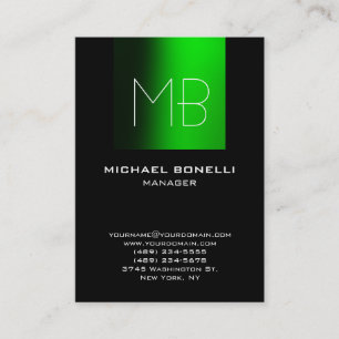 Chubby green black unique monogram business card