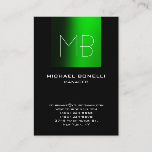 Chubby green black unique monogram business card