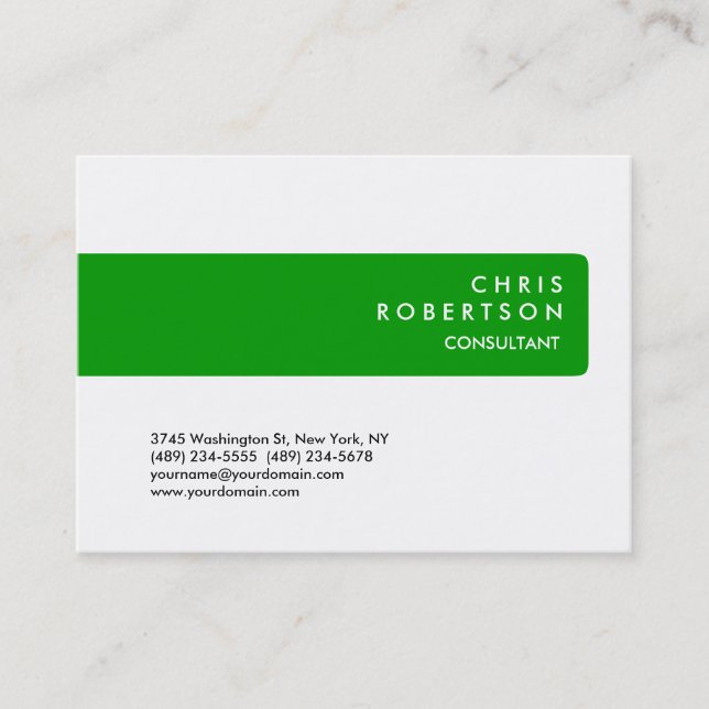 Chubby Green Stripe White Background Business Card (Front)