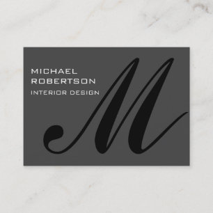 Chubby Grey Black Monogram Stylish Business Card