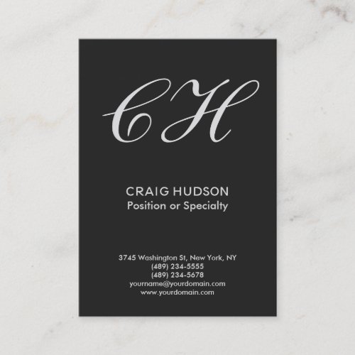 Chubby Grey Monogram Professional Business Card