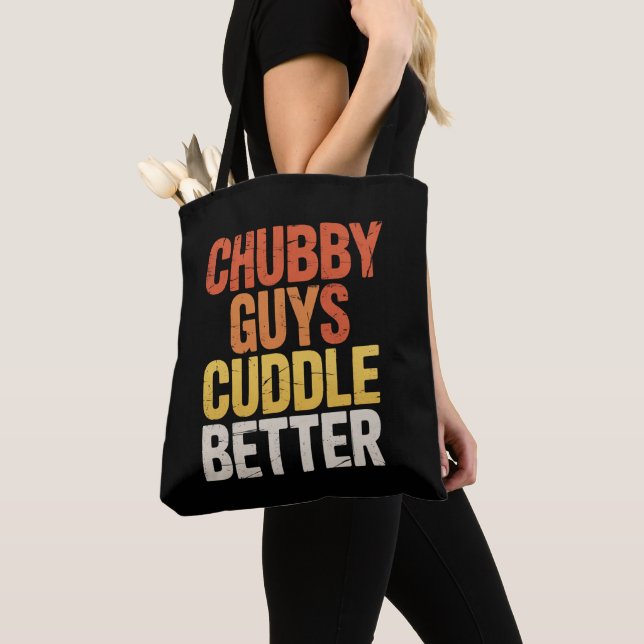 Chubby Guys Cuddle Better Gay Bear LGBTQ Pride Tote Bag (Close Up)