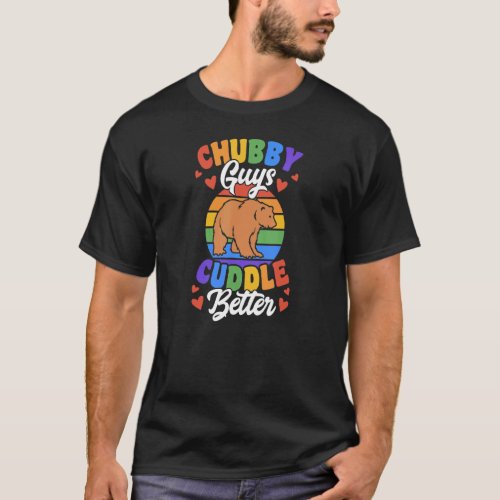 Chubby Guys Cuddle Better Gay Grizzly Bear Pride M T_Shirt