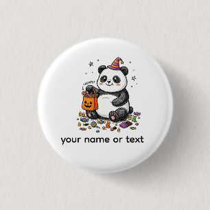 Chubby Halloween Panda with Candy Belly & Witch Ha Button
