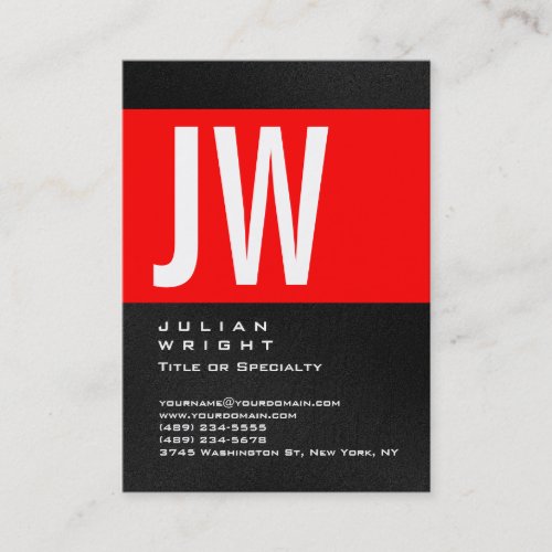 Chubby Huge Red Striped Monogram Grey Business Card