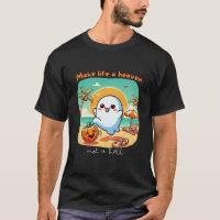 Chubby Kawaii Ghost Kicking Ball on the Beach