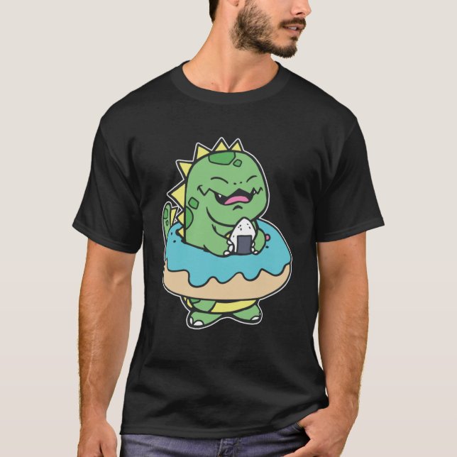 Chubby Kid Dinosaur Donut Sweet Pastry Swimming Sp T-Shirt (Front)