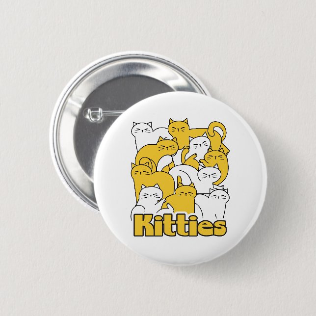 Chubby Kitties Design - Adorable Cat Art Button (Front & Back)