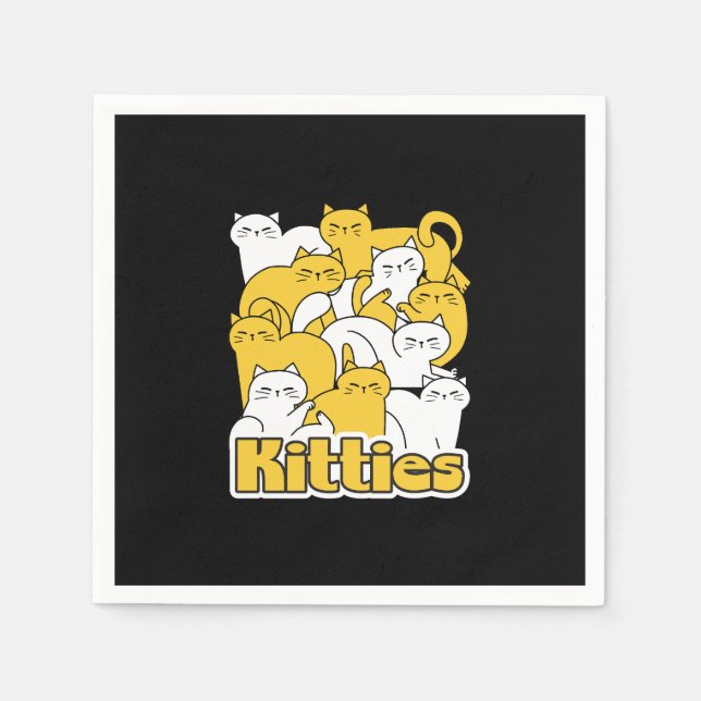 Chubby Kitties Design - Adorable Cat Art Napkins (Front)