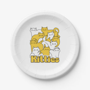 Chubby Kitties Design - Adorable Cat Art Paper Plates