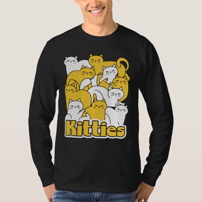 Chubby Kitties Design - Adorable Cat Art T-Shirt (Front)