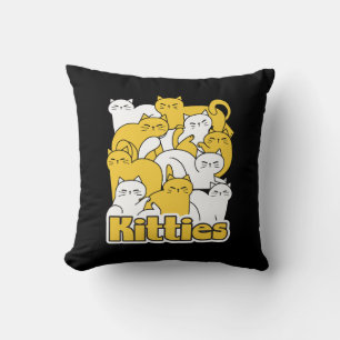 Chubby Kitties Design - Adorable Cat Art Throw Pillow