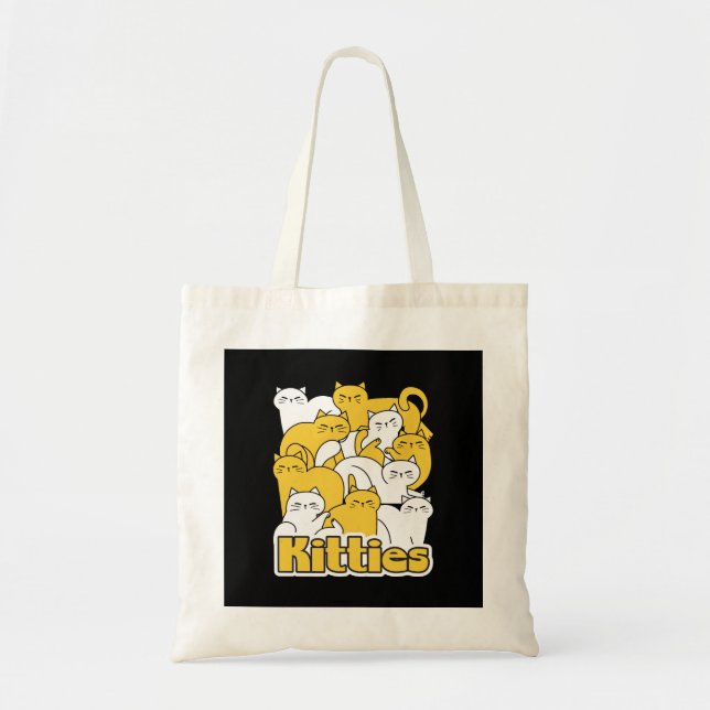 Chubby Kitties Design - Adorable Cat Art Tote Bag (Front)